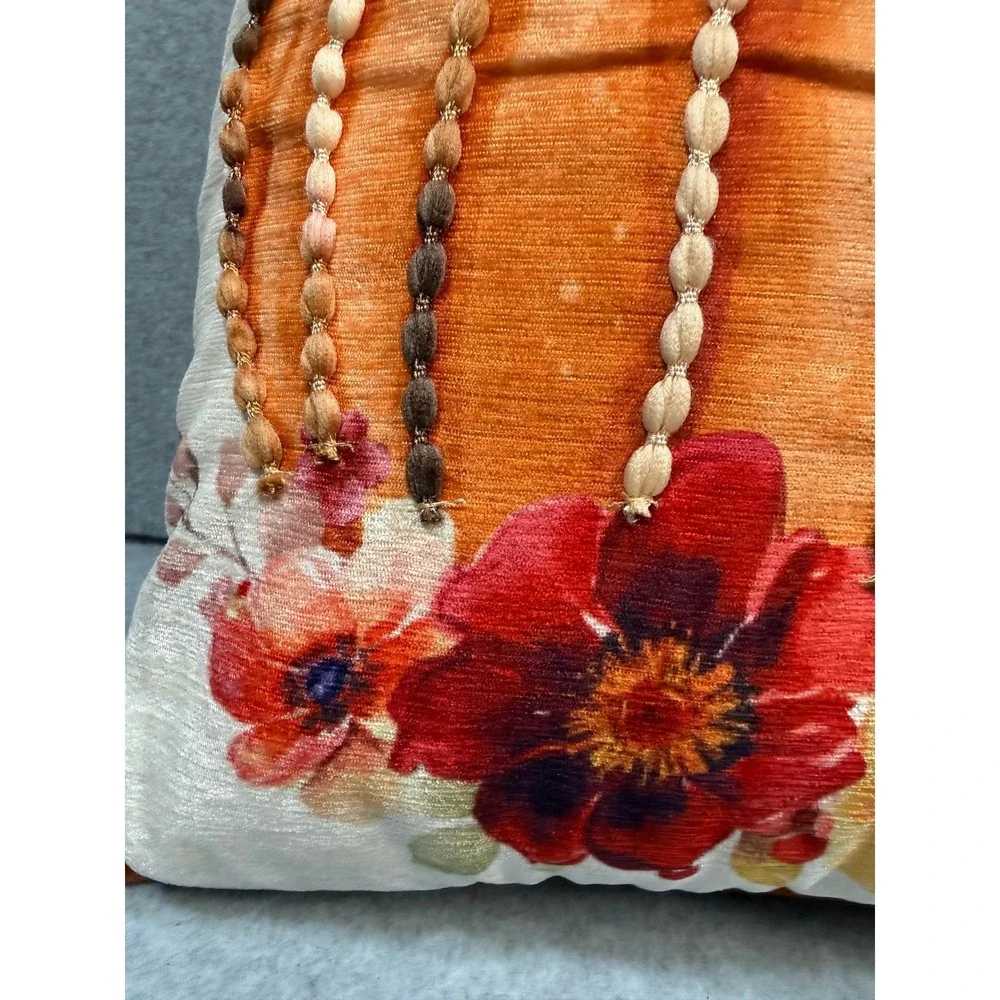 New Ashland Fall Pumpkin Throw Pillow 16x16 Harvest Floral‎ Autumn Decor Rustic